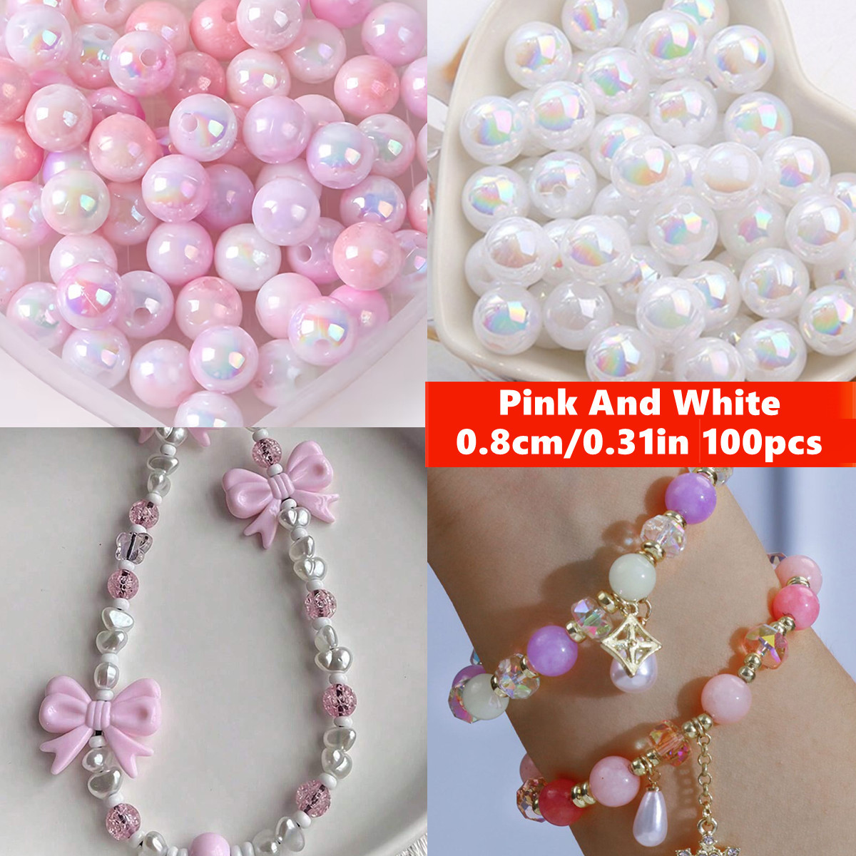Jewelry Making For Couples - خرز أكريليك وردي جميل ورائج، 8