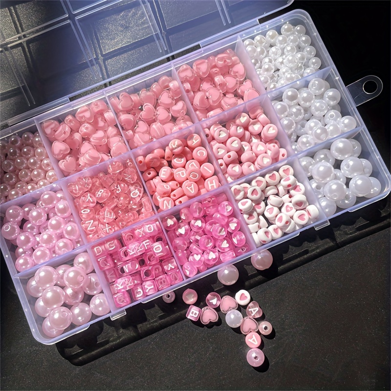 Jewelry Making Box - صندوق أبجدي وردي مكون من 10