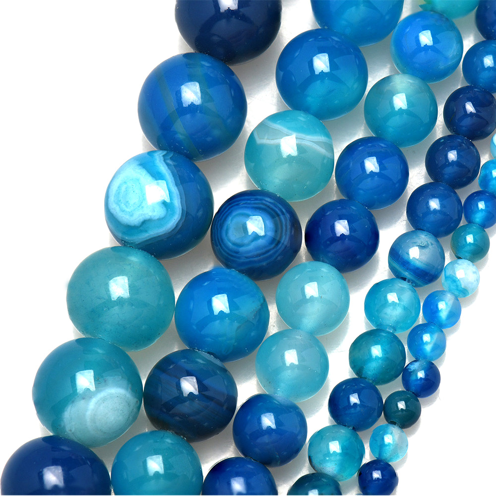 Jewelry Making Gemstones - الحجر الطبيعي النطاقات الأزرق الدانتيل العقيق