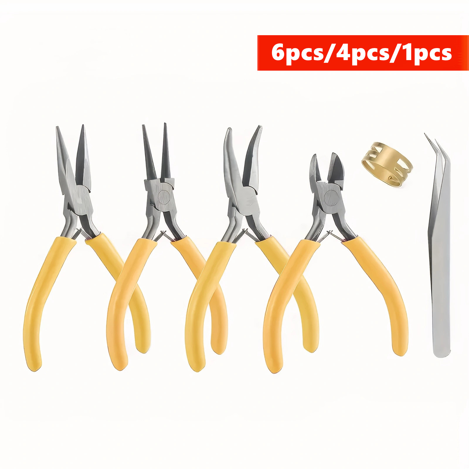Jewelry Making Loop Pliers - طقم كماشات صفراء لصناعة المجوهرات 6/4/1
