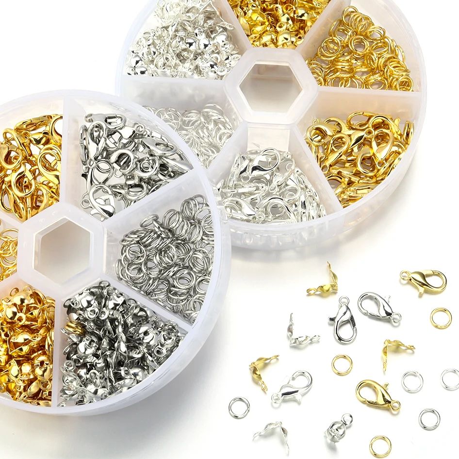 Jewelry Making Box - 450 قطعة/صندوق، لونان، مشبك جراد البحر،