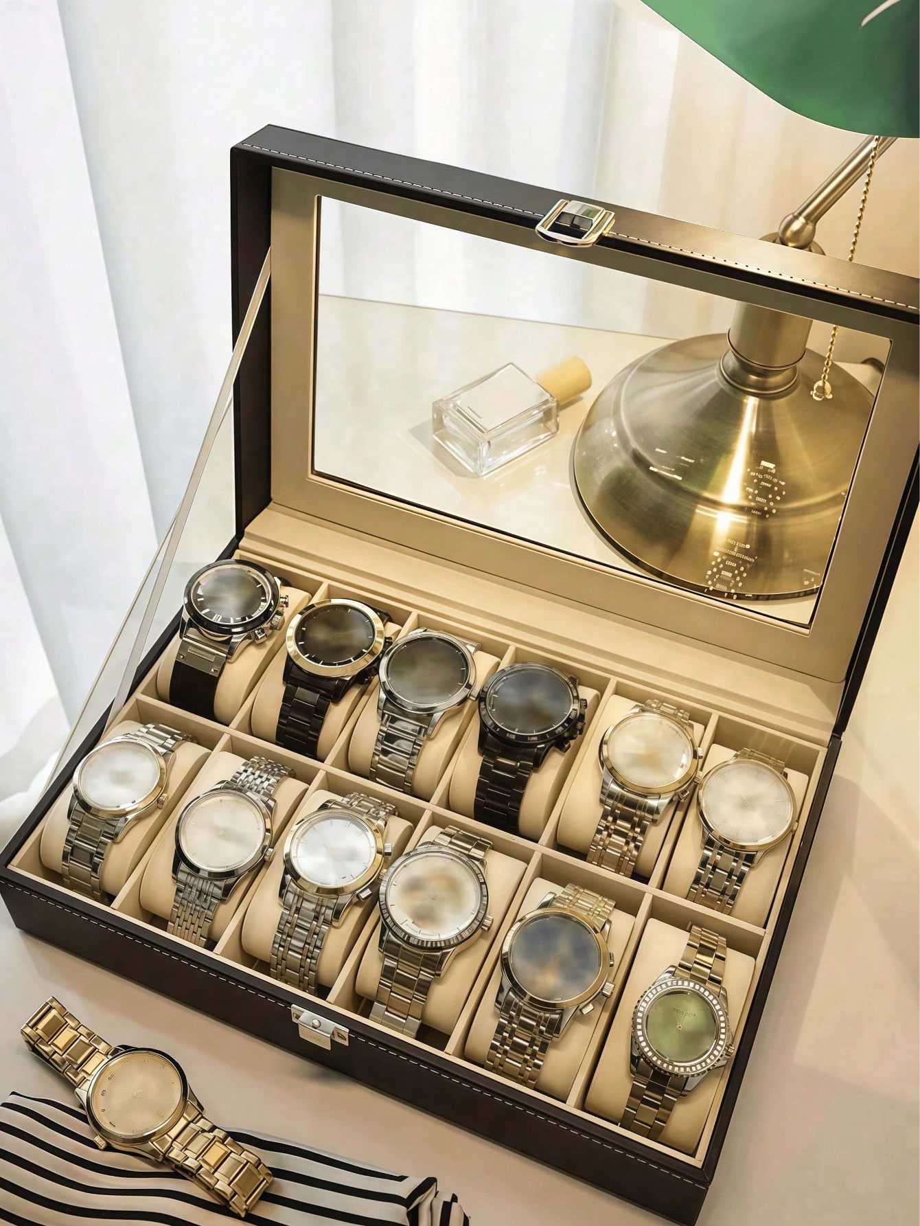 صندوق ساعات جلدي مع قفل، علبة  - مراجعة Jewelry Making Box وسعره
